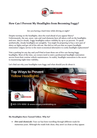 How Can I Prevent My Headlights from Becoming Foggy