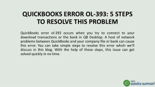 QUICKBOOKS ERROR OL-393: 5 STEPS TO RESOLVE THIS PROBLEM
