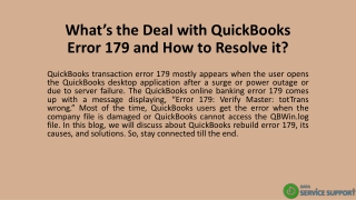 What’s the Deal with QuickBooks Error 179 and How to Resolve it?