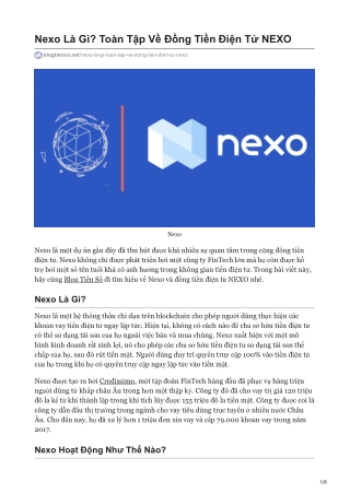 Nexo Là Gì? Toàn Tập Về Đồng Tiền Điện Tử NEXO