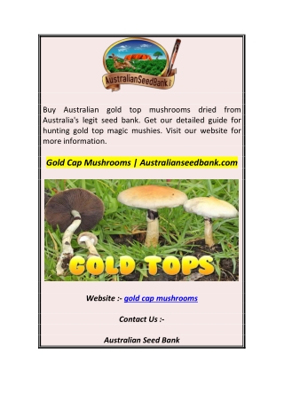 Gold Cap Mushrooms  Australianseedbank.com