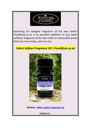 Fabric Softner Fragrance Oil  Purelifeuk.co.uk