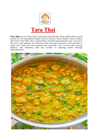 5% off - Tara Thai Restaurant Fortitude Valley Menu, QLD