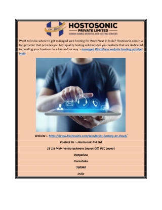 Managed WordPress Website Hosting Provider India | Hostosonic.com