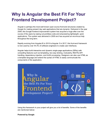 Why Is Angular the Best Fit For Your Frontend Development Project