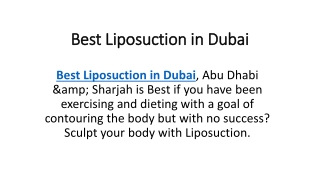 Best Liposuction in Dubai