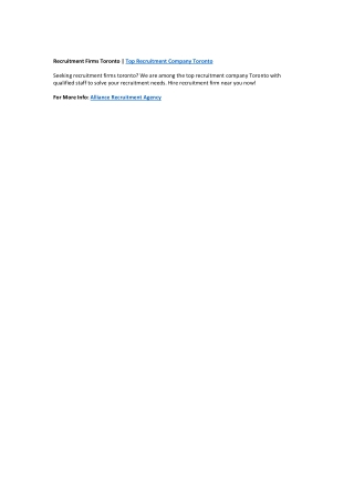 Top recruitment company Toronto