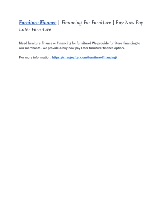 Furniture Finance | Financing For Furniture | Buy Now Pay Later Furniture