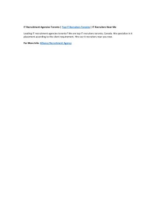 Top it recruiters toronto