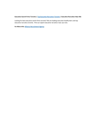 Top executive recruiters toronto