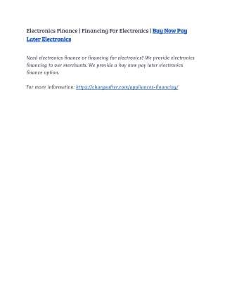 Electronics Finance | Financing For Electronics | Buy Now Pay Later Electronics