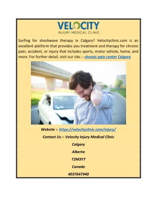 Chronic Pain Center Calgary | Velocityclinic.com