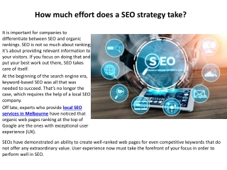 How much effort does a SEO strategy take?