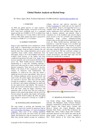 Global market analysis on Herbal soup - Foodresearchlab