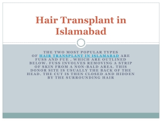 HAIR TRANSPLANT IN ISLAMABAD