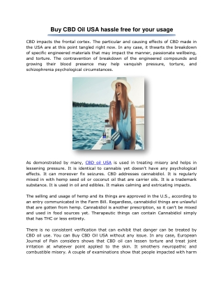 Buy CBD Oil USA hassle free for your usage