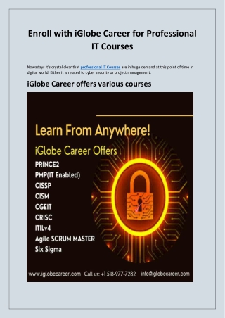 Enroll with iGlobe Career for Professional IT Courses