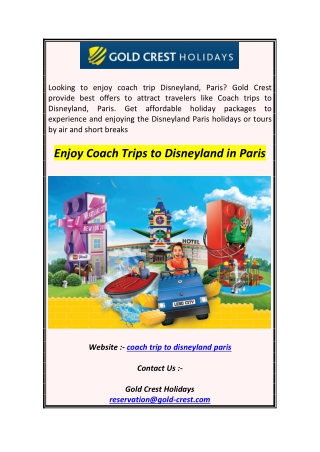 Enjoy Coach Trips to Disneyland in Paris