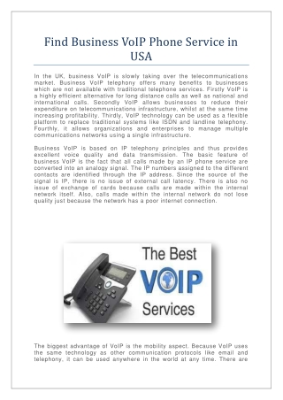 Find Business VoIP Phone Service in USA