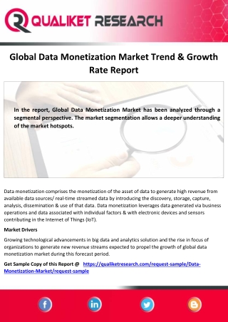 Global  Data Monetization Market Top Competitors, Application, Price Structure,