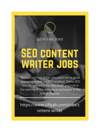Jobs vacancy for SEO friendly content writers