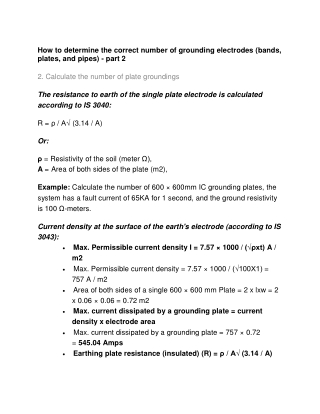 How to determine the correct number of grounding electrodes (bands, plates and pipes) - part 2