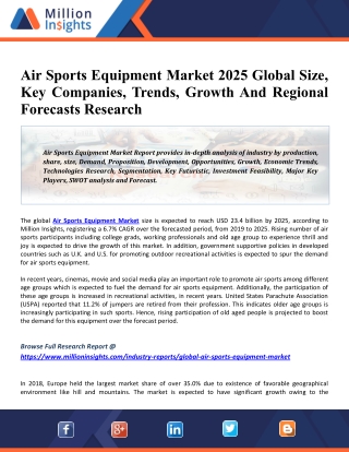 Air Sports Equipment Market Drivers, Competitive Landscape, Future Plans