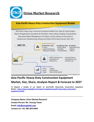 Asia-Pacific Heavy-Duty Construction Equipment Market Trends, Size, Competitive