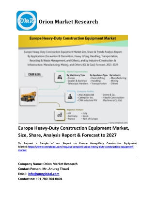 Europe Heavy-Duty Construction Equipment Market Trends, Size, Competitive Analys