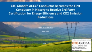 ACCC Conductor Receive 3rd Party Certification for Energy Efficiency and CO2 Emission Reductions