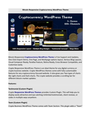 Bitcoin Responsive Cryptocurrency WordPress Theme