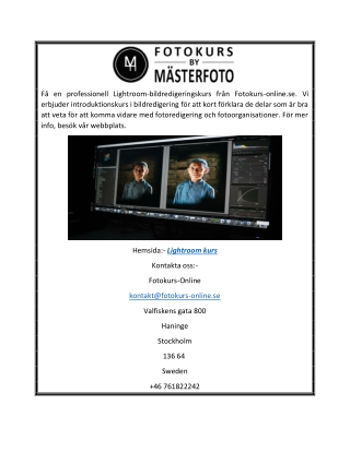 Lightroom kurs | Fotokurs-online.se