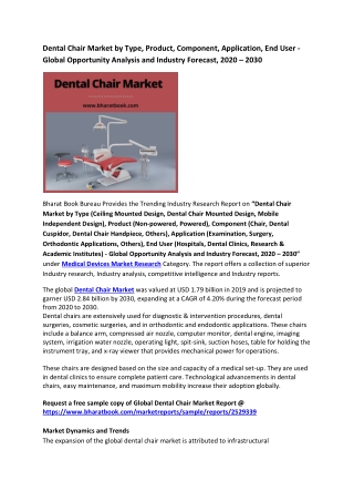 Global Dental Chair Market Research Report 2020-2030