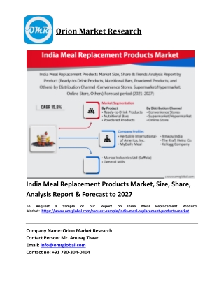 India Meal Replacement Products Market Trends, Size, Competitive Analysis and Fo