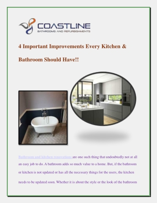 Coastline Bathroom Improvements Every Kitchen & Bathroom Should Have
