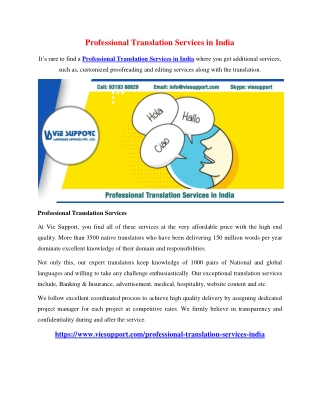 Professional Translation Services in India