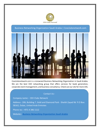 Business Networking Organization Saudi Arabia | Ceoclubsnetwork.com