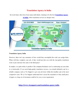 Translation Agency in India