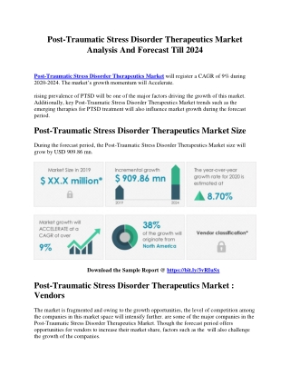 Post-Traumatic Stress Disorder Therapeutics Market Analysis And Forecast Till 2024