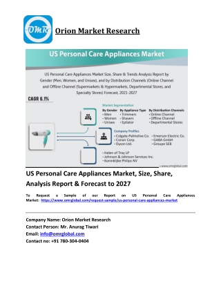 US Personal Care Appliances Market Trends, Size, Competitive Analysis and Foreca