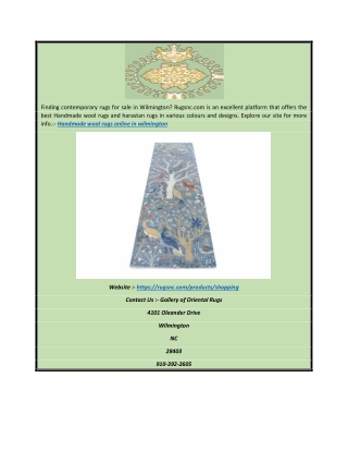 Handmade Wool Rugs Online in Wilmington | Rugsnc.com