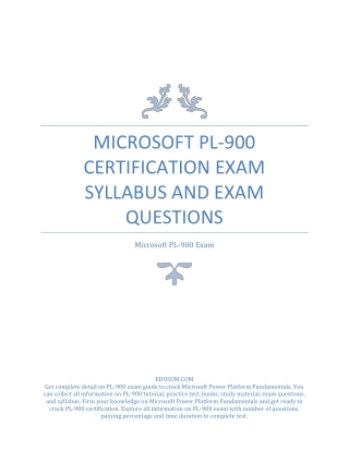 [PDF] Microsoft PL-900 Certification Exam Syllabus and Exam Questions