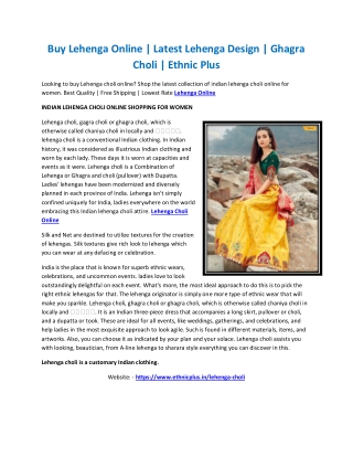 Lehenga Choli Online