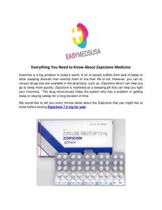 Everything You Need to Know About Zopiclone Medicine
