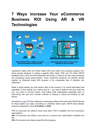 7 Ways increase Your eCommerce Business ROI Using AR & VR Technologies