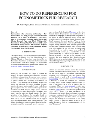 How To Do Referencing For Econometrics PhD Research - Phdassistance