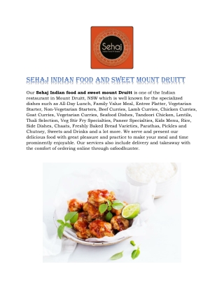 Sehaj Indian food and sweet mount Druitt