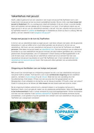 Vakantiehuis met jacuzzi | TopParken