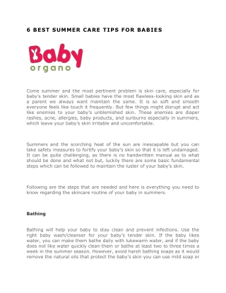 6 BEST SUMMER CARE TIPS FOR BABIES