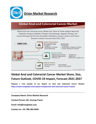 Global Anal and Colorectal Cancer Market Share, Size, Future Outlook, COVID-19 Impact, Forecast 2021-2027